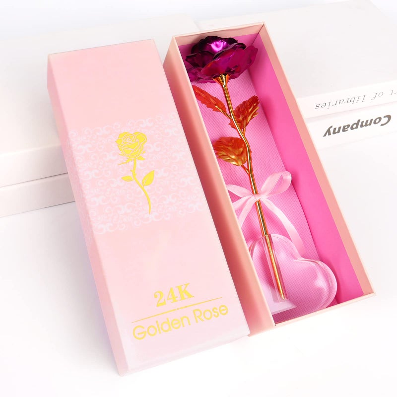Beferr Mothers Day Rose Gifts for Mom Women Galaxy Rose Glass Crystal Flowers with Heart-Shaped Base Eternal Roses Forever Flowers Mother's Birthday Gifts for Grandma Daughters Wife Sister Kids - Image 3